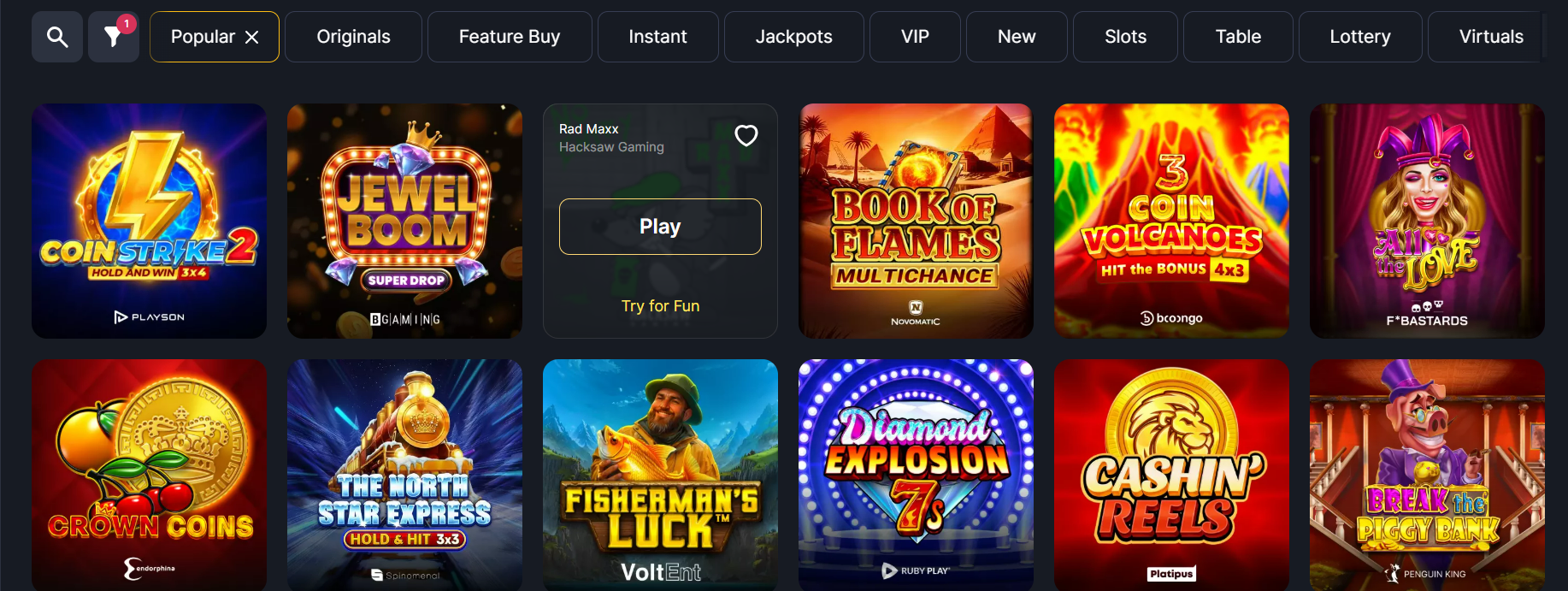 VegasNow game selection